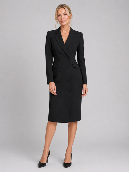 Women's Formal Double-Breasted Blazer Dress | Midi