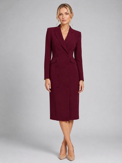 Women's Formal Double-Breasted Blazer Dress | Midi