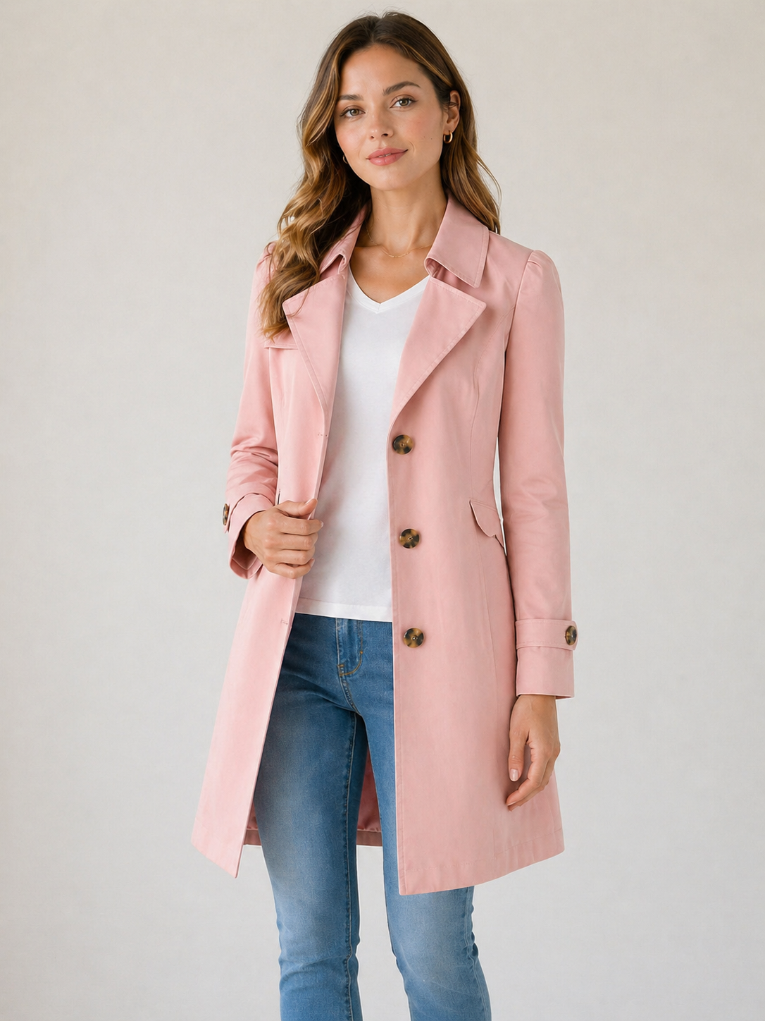 Women's Mid-Length Trench Coat | Single-Breasted