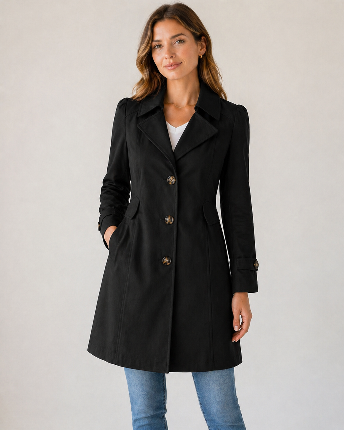 Women's Mid-Length Trench Coat | Single-Breasted
