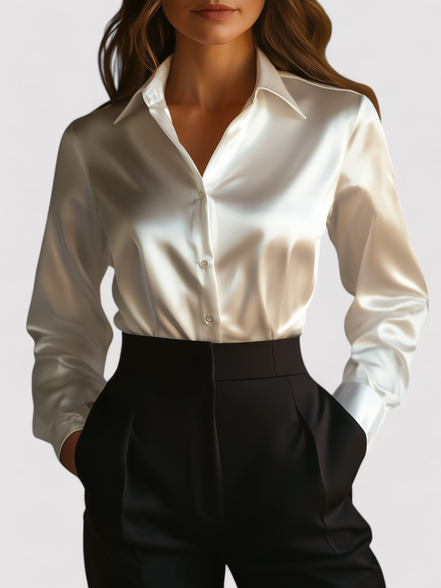 Women's Formal Collared Button-Down Blouse | Long Sleeves