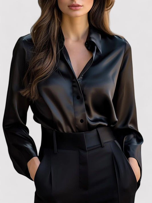 Women's Formal Collared Button-Down Blouse | Long Sleeves