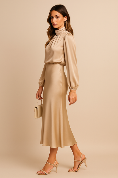 Women’s Evening Midi Dress | Long Sleeves