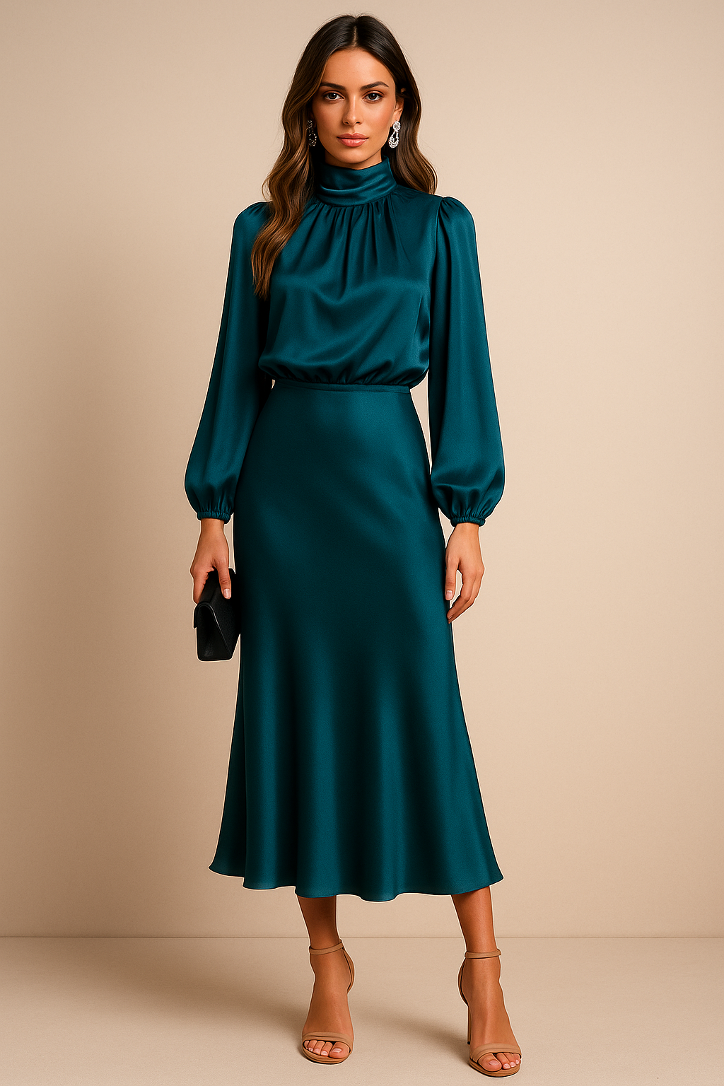 Women’s Evening Midi Dress | Long Sleeves