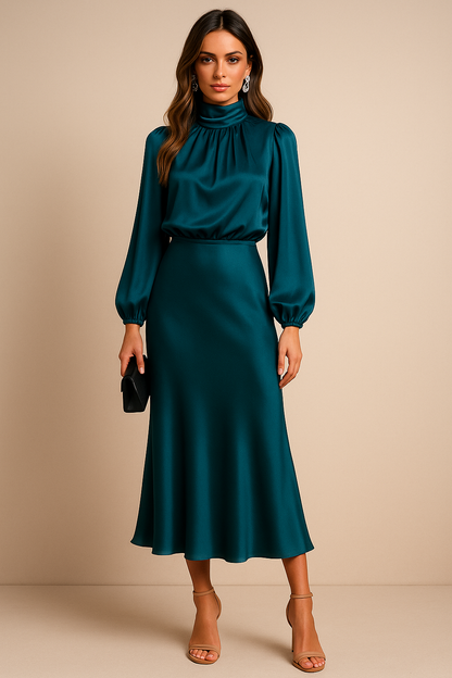 Women’s Evening Midi Dress | Long Sleeves