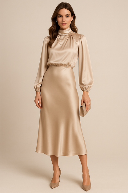 Women’s Evening Midi Dress | Long Sleeves