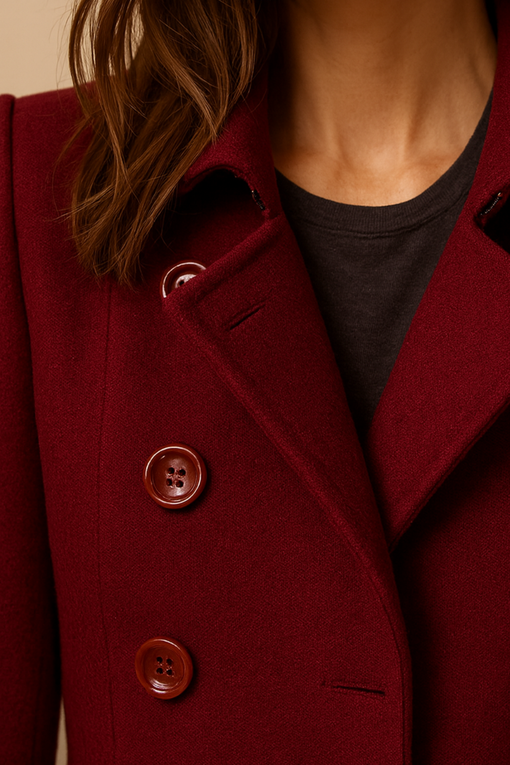 Damesjas met dubbele rij knopen | Lang