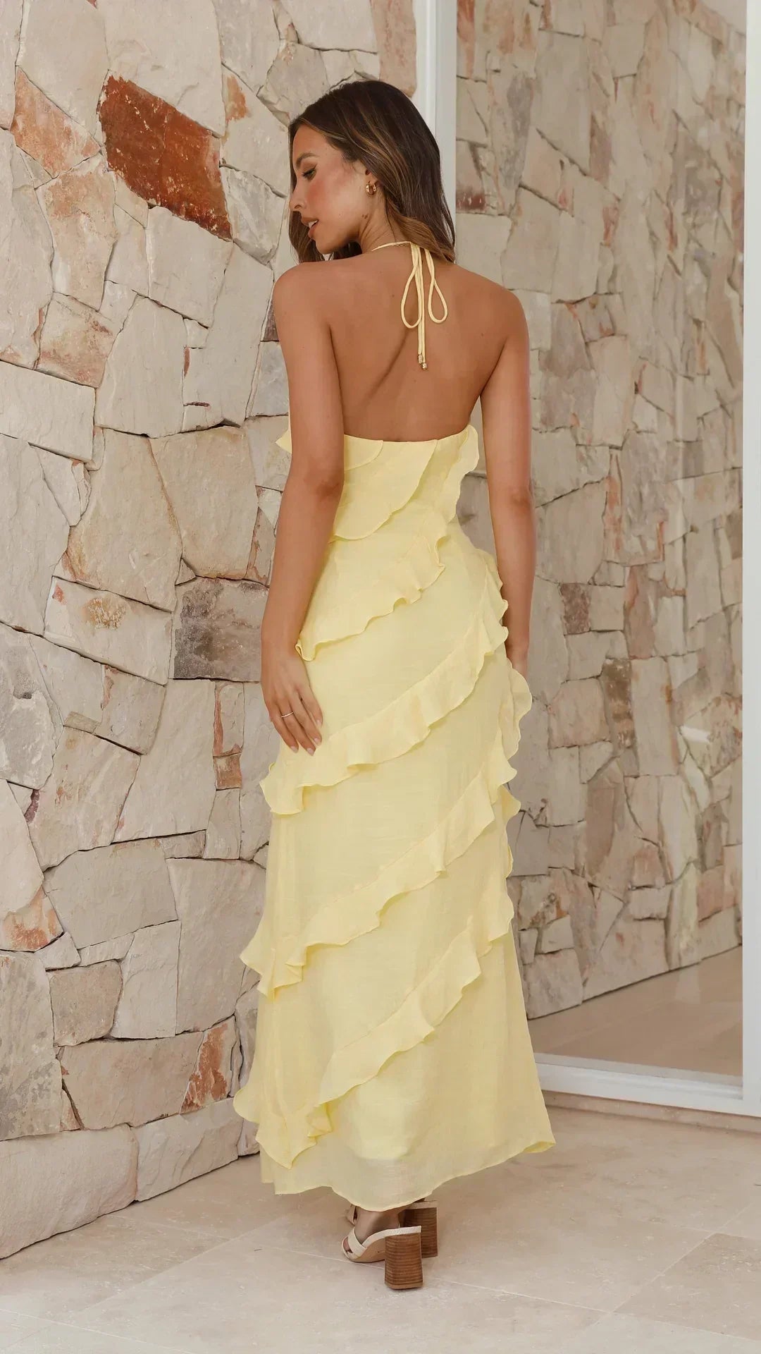 Women’s Halter Neck Ruffle Summer Dress | Maxi