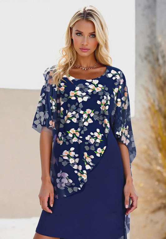 Women's Floral Pattern Pencil Dress | Round Neck