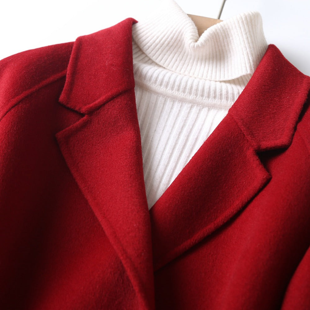 Dubbelrijs wolmix jas voor dames - Daria