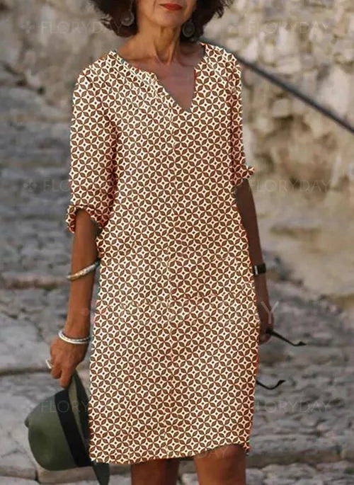 Women Casual 3/4 Sleeve Summer Dress | Mini