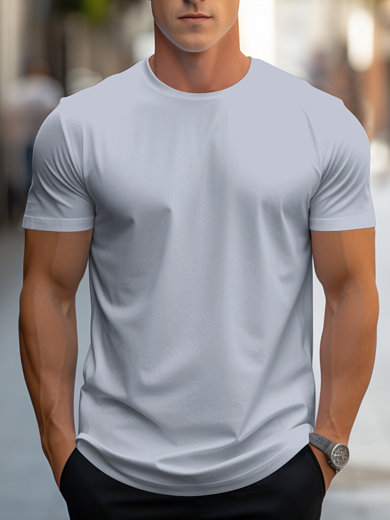Men's Plain Crew Neck T-Shirt | Short Sleeve