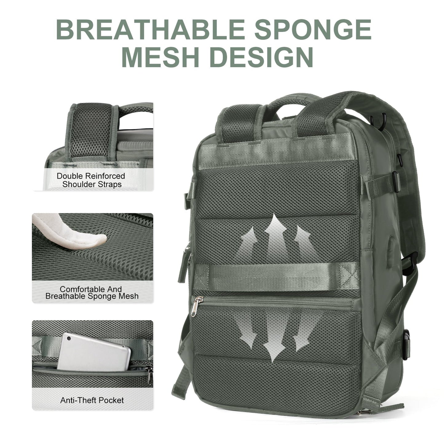Women's 35L Travel Backpack | Waterproof with USB Port | Anti-Theft Design & Shoe Compartment | Ideal for Hiking, Daily Use & Travel