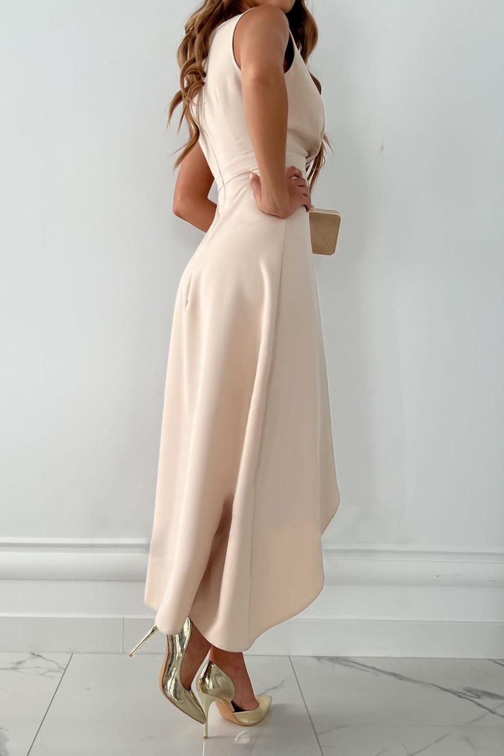 Women's Sleeveless Wrap Wedding Guest Dress | Midi
