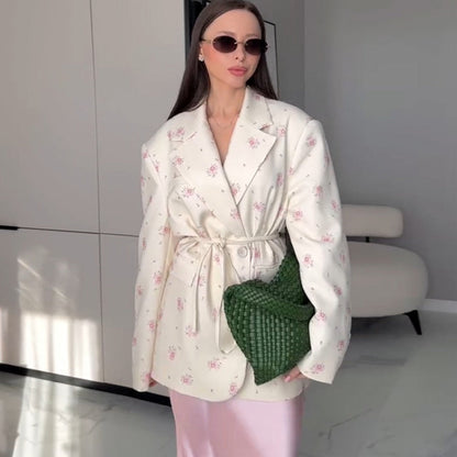 Blazer ceinturé à imprimé floral pour femme - Giusy
