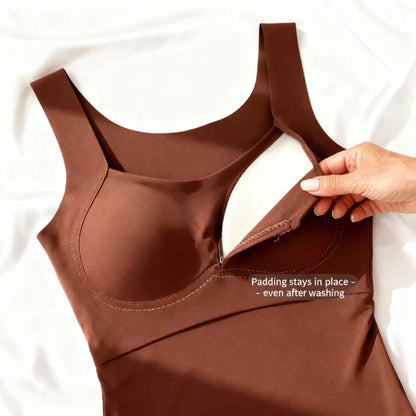 Women's Square Neck Tank Top | with Built-In Bra