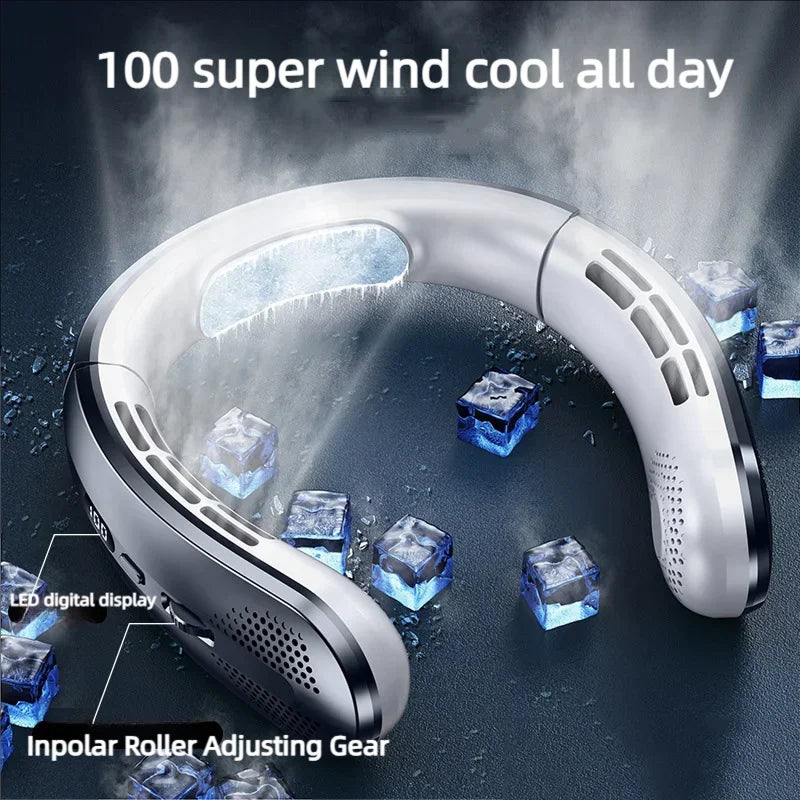 Bladeless Portable Neck Fan – 100 Speed Settings & 8000mAh Battery for Ultimate Cooling