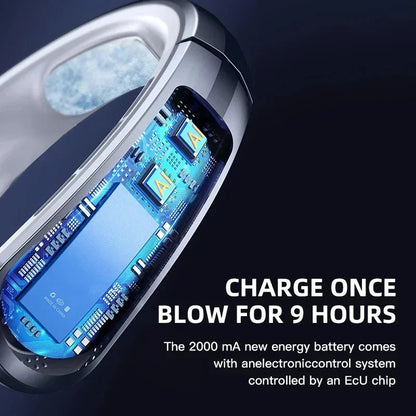 Bladeless Portable Neck Fan – 100 Speed Settings & 8000mAh Battery for Ultimate Cooling