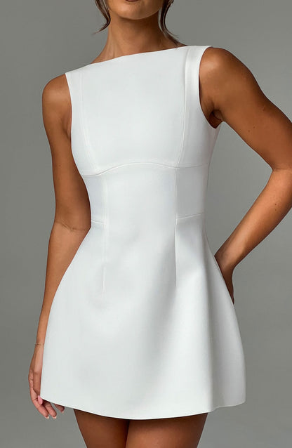 Women's Boat Neck Wedding Guest Dress | Mini