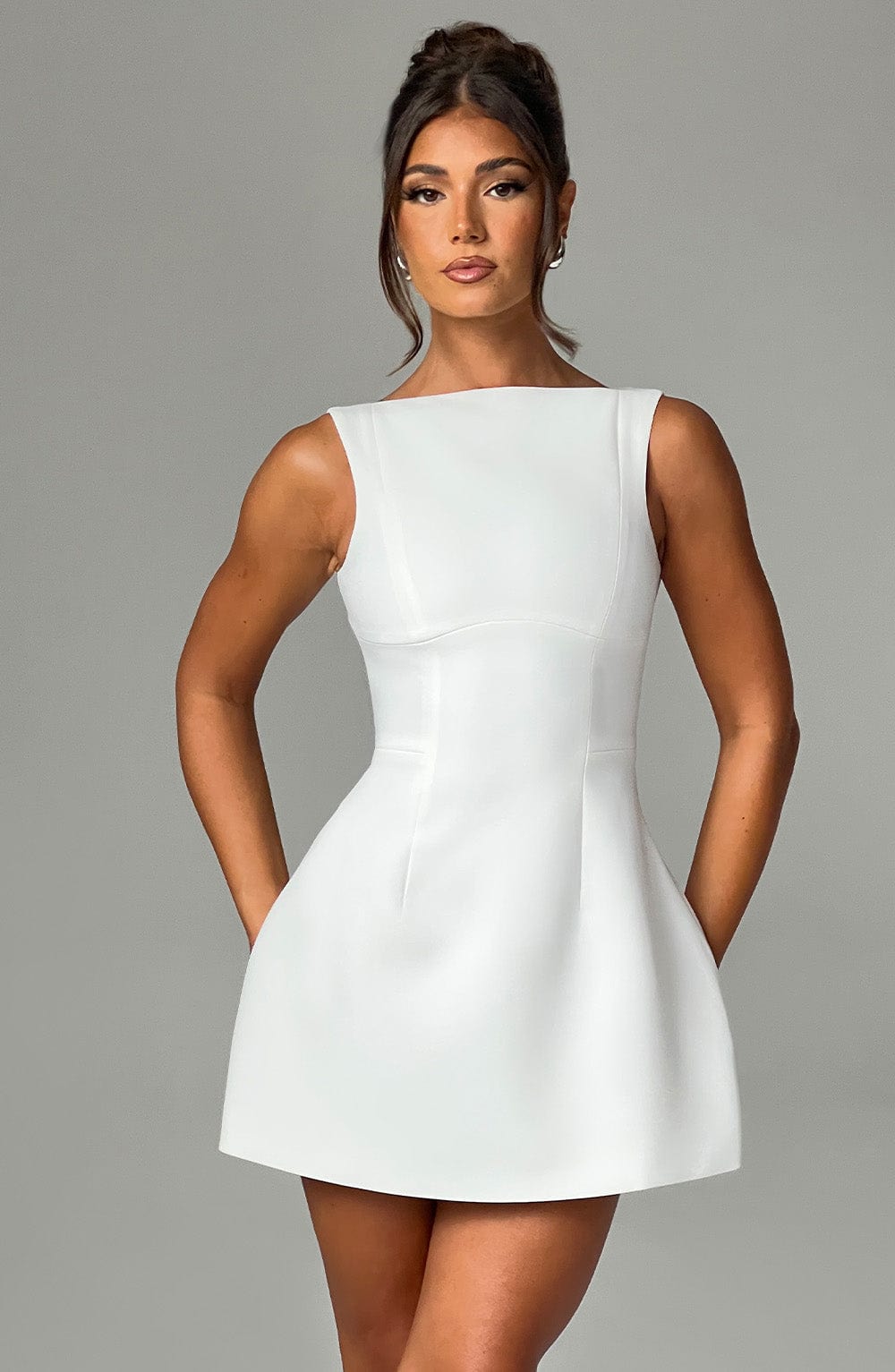 Women's Boat Neck Wedding Guest Dress | Mini