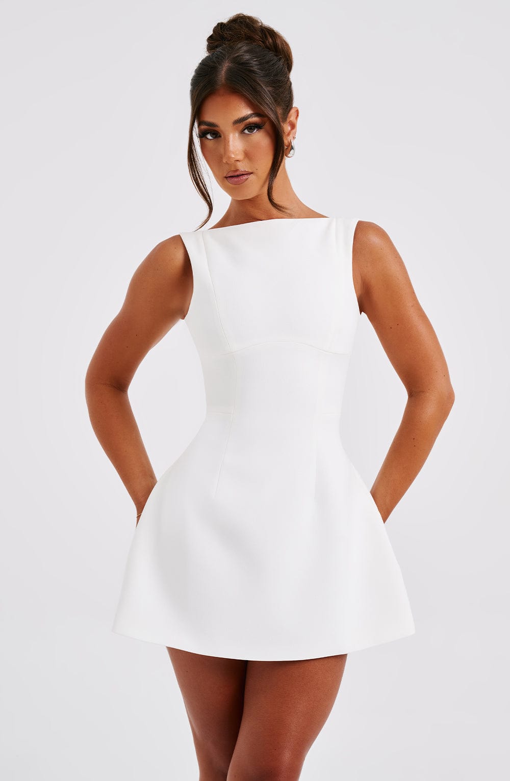 Women's Boat Neck Wedding Guest Dress | Mini