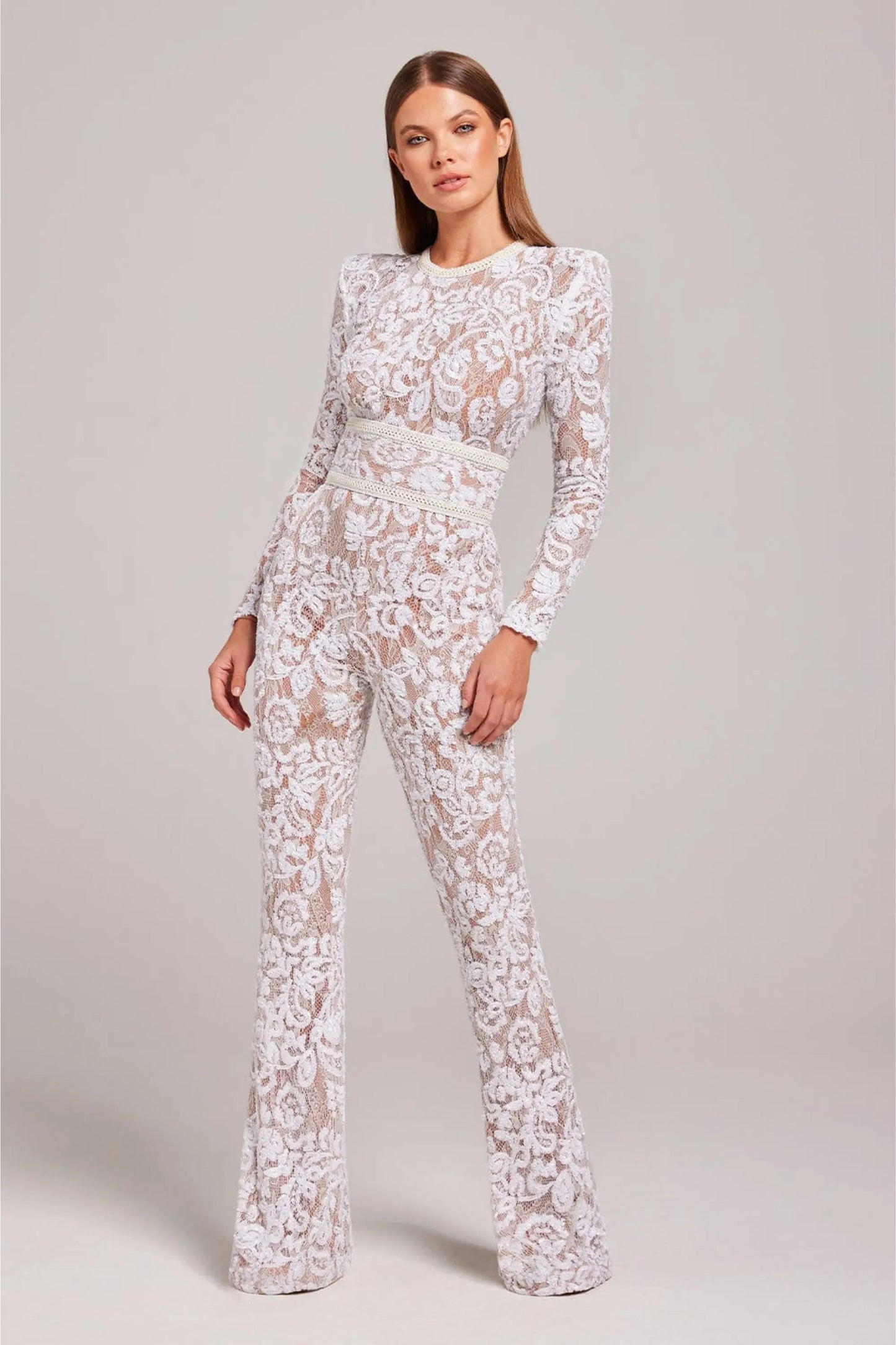 Women's Floral Jumpsuit with Flared Legs | Long Sleeve