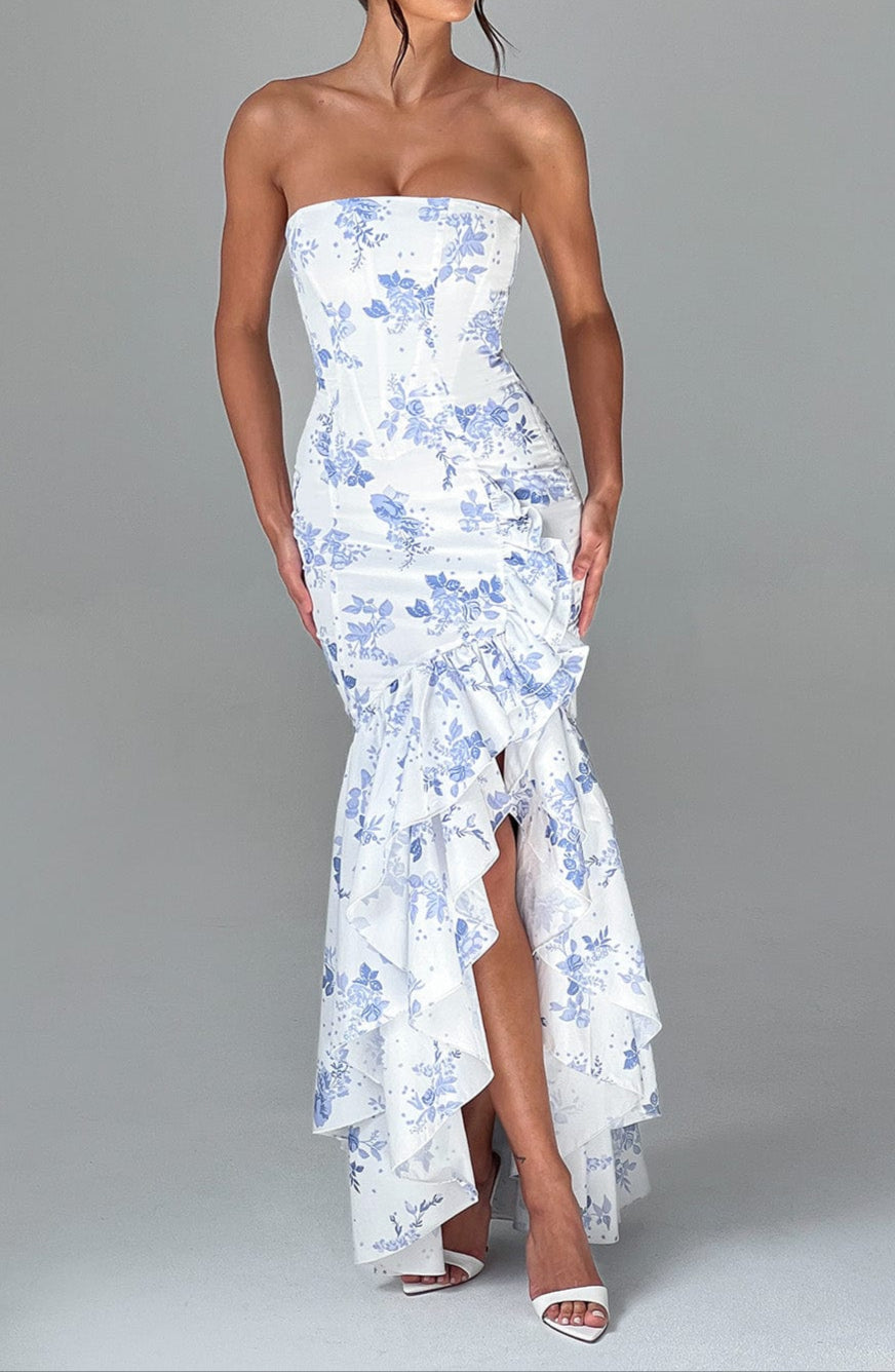 Alba Maxi Dress - Blue Floral Print Razys.com Alba Maxi Dress - Blue Floral Print Razys.com