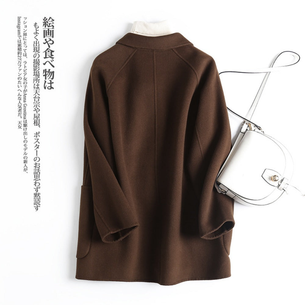 Dubbelrijs wolmix jas voor dames - Daria