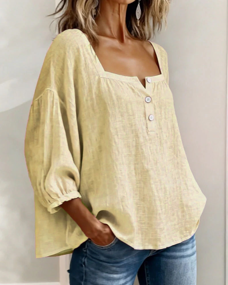 Women's Casual Square Neck Blouse | Relaxed Fit
