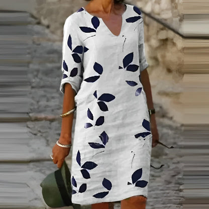 Women’s Casual Leaf Print Summer Dress | Mini
