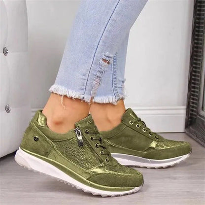 Women's Fashion Platform Sneakers | Lace-up and Zipper