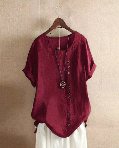 Women's Summer Casual Linen Blouse | Short Sleeve
