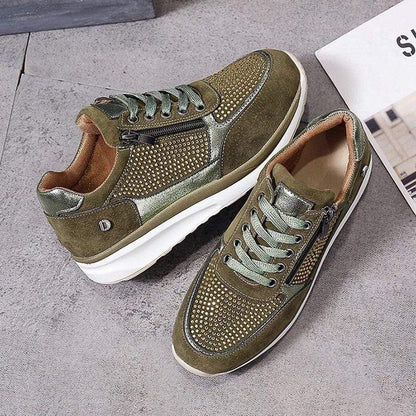Women's Fashion Platform Sneakers | with Lacing and Zipper