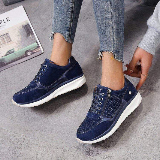 Women's Fashion Platform Sneakers | with Lacing and Zipper