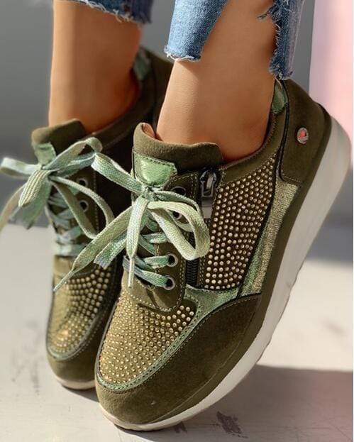 Women's Fashion Platform Sneakers | with Lacing and Zipper