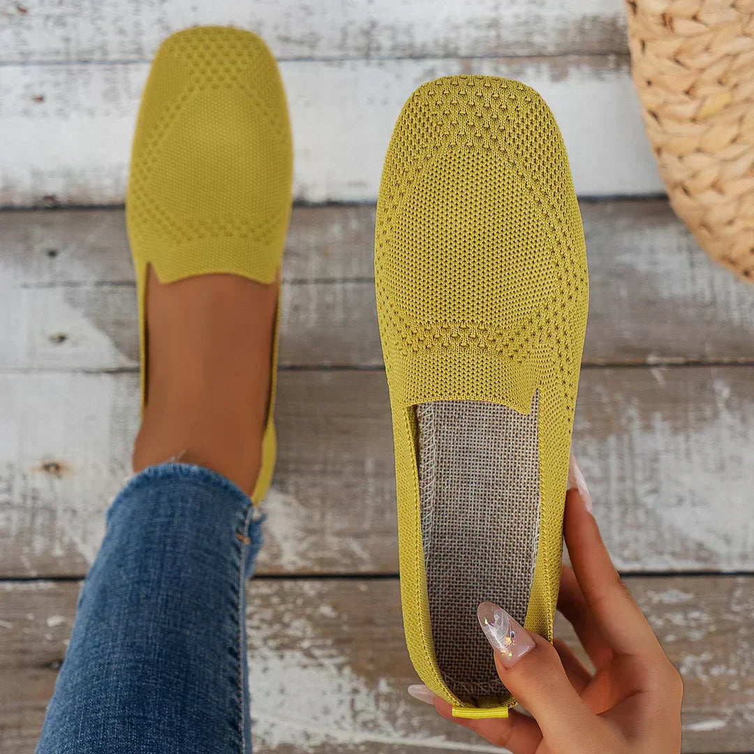 Women's Square Toe Knitted Flats | Slip-On