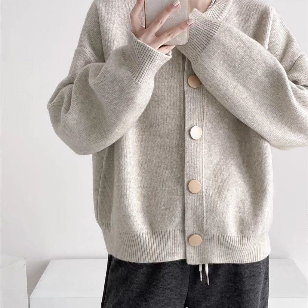 Cardigan boutonné en tricot beige pour femme - Chiara