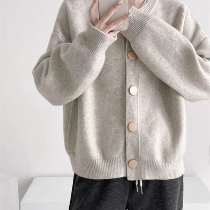 Cardigan boutonné en tricot beige pour femme - Chiara