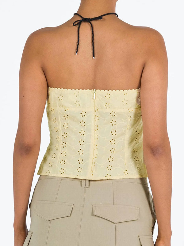 Vintage Embroidered Bandeau Tops with Cutout
