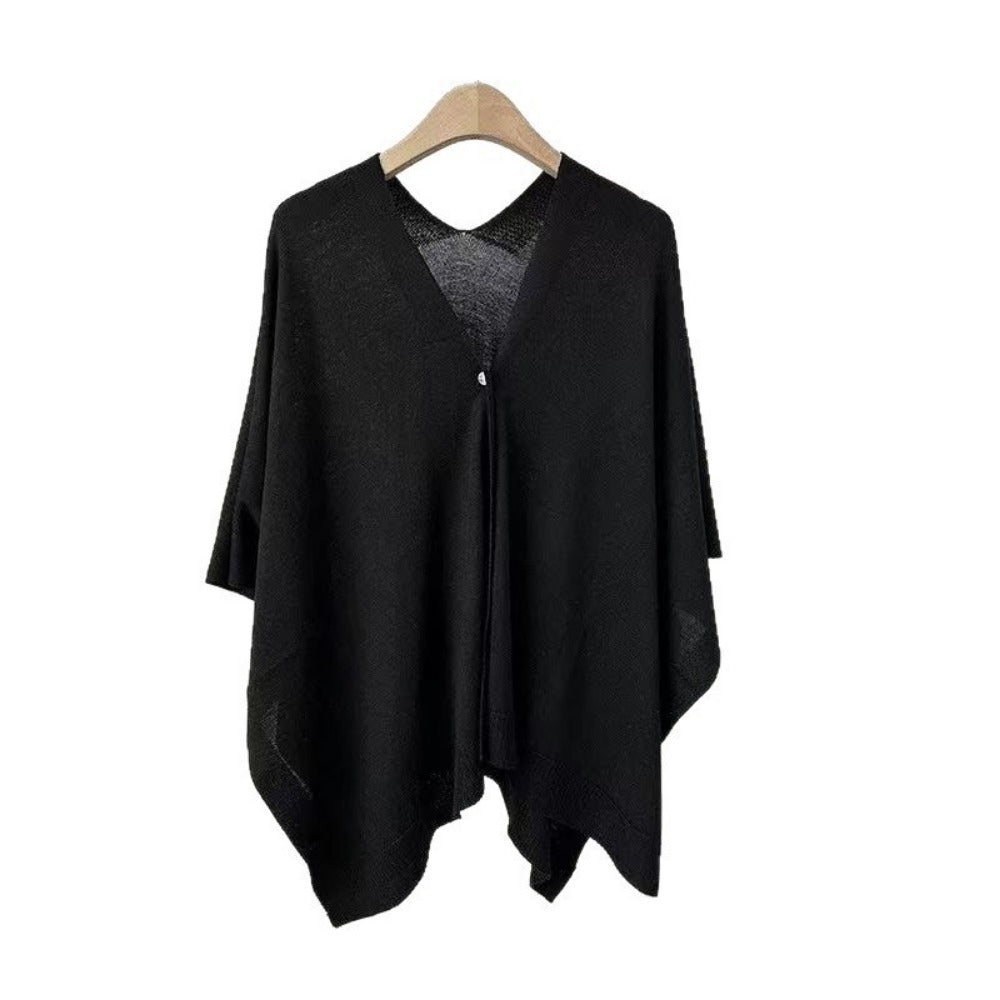 Effen gebreide sjaal met knoop voor dames - Michela