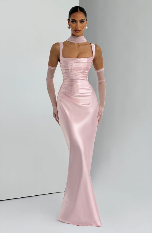 Women's Pink Wedding Guest Dress | Maxi