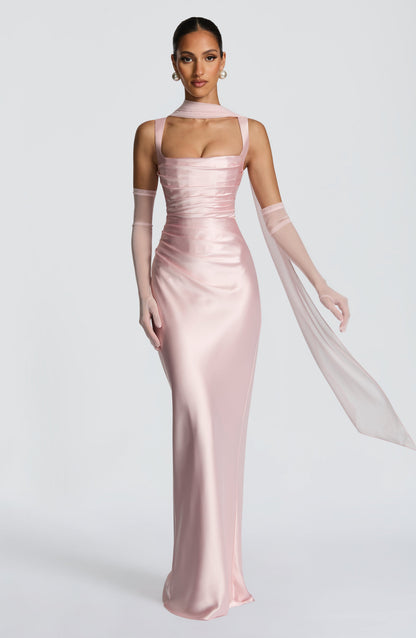 Women's Pink Wedding Guest Dress | Maxi