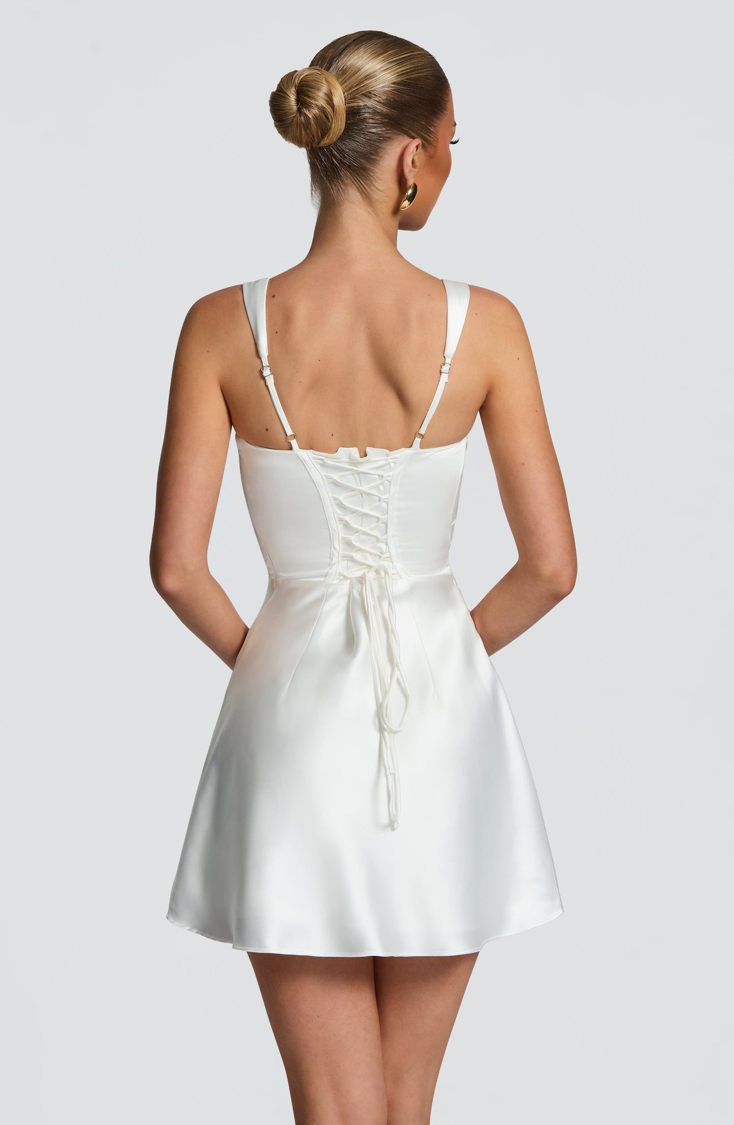 Women's White Square Neck Occasion Dress | Mini