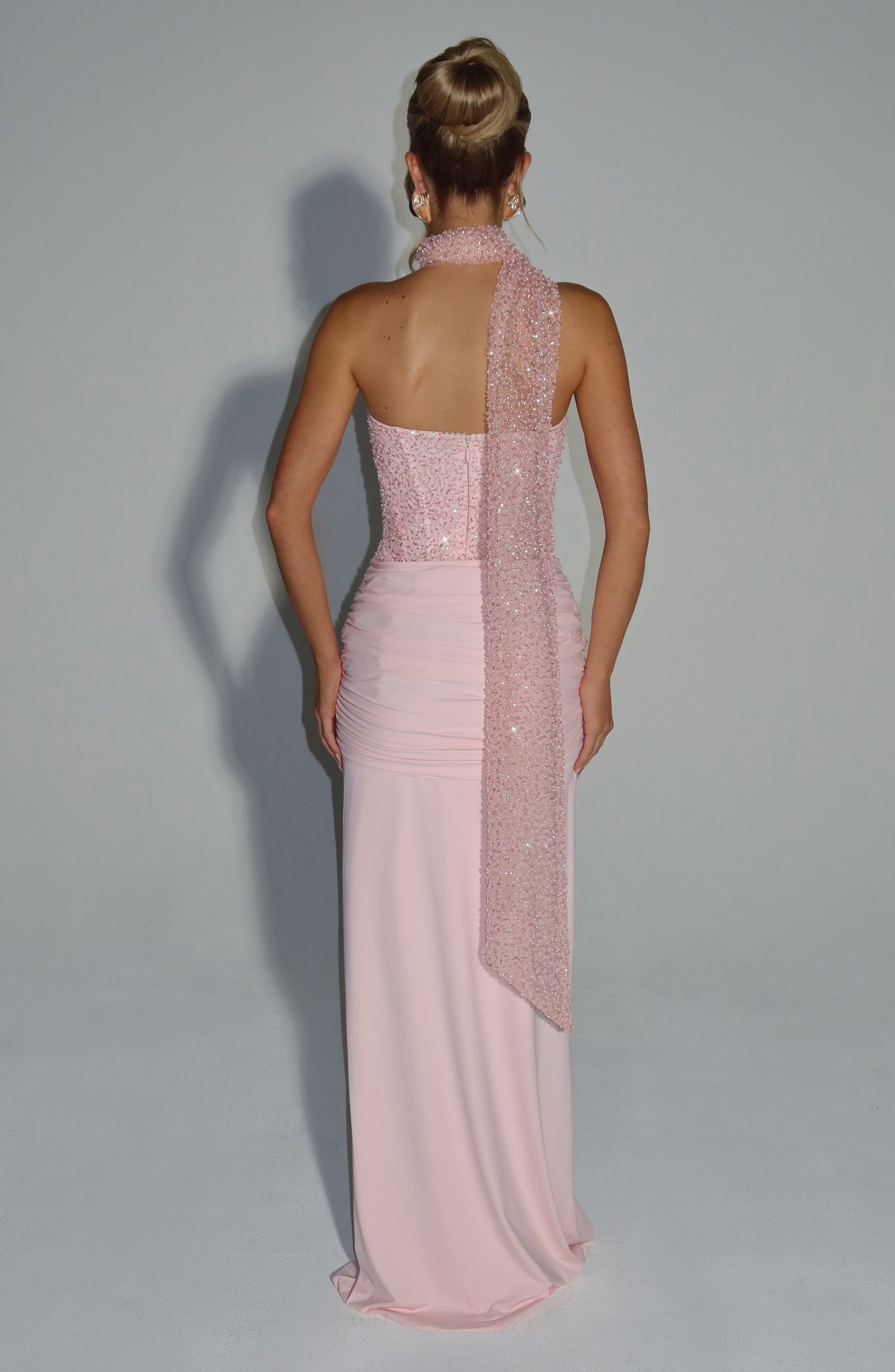 Women's Blush Pink Corset Prom Dress | Maxi