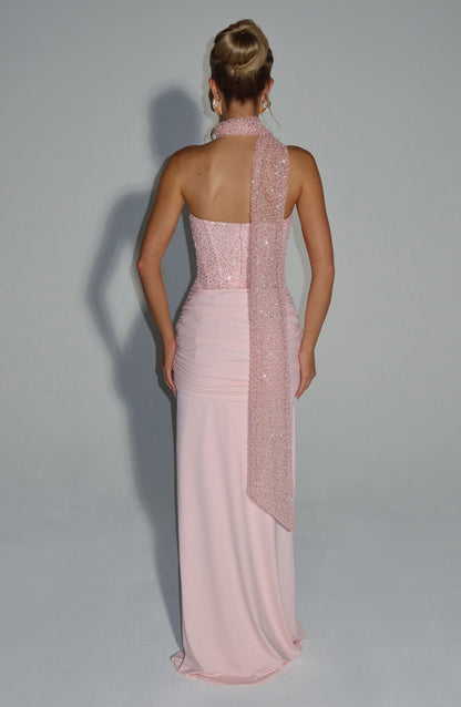 Women's Blush Pink Corset Prom Dress | Maxi