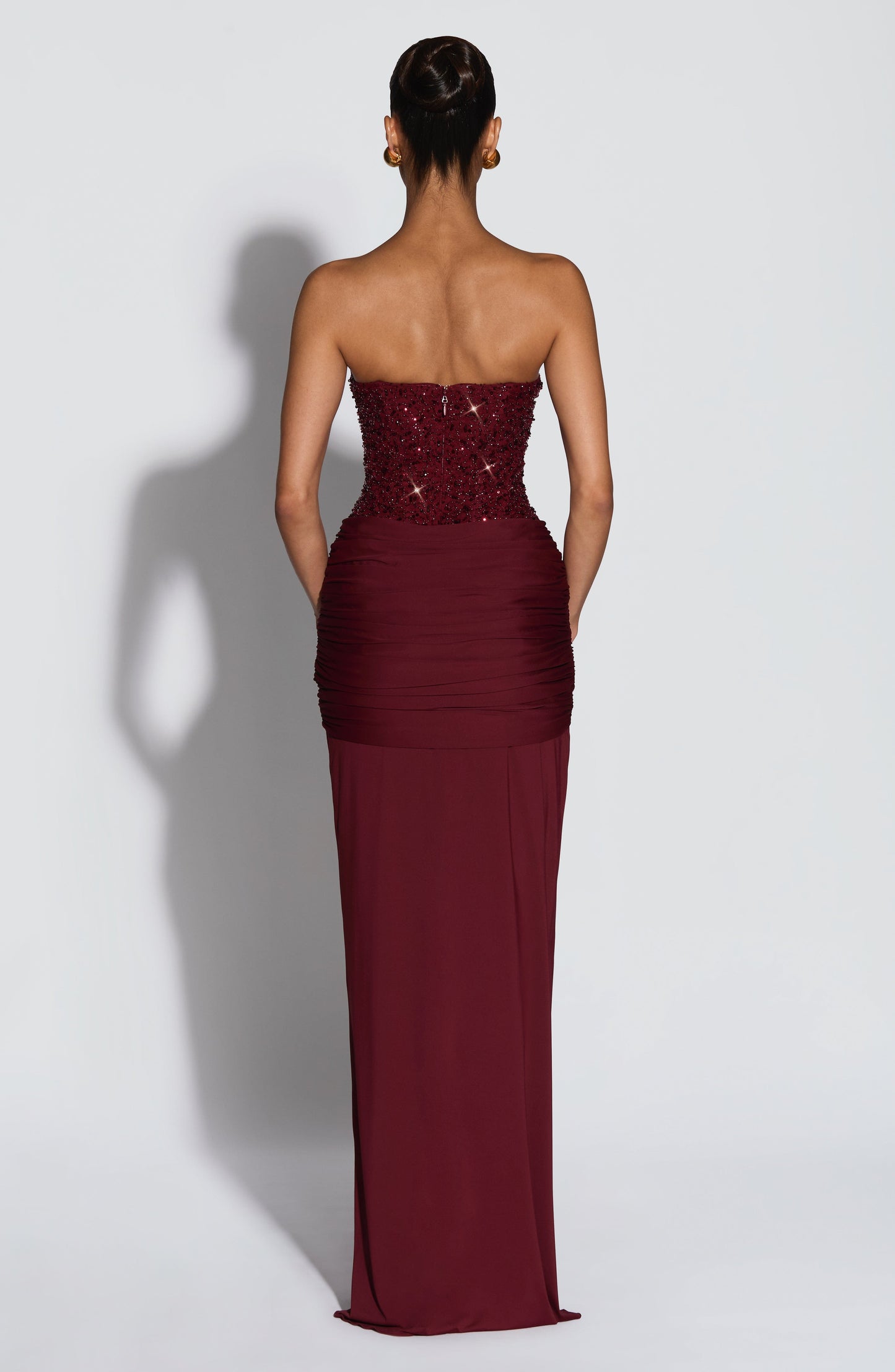 Women's Strapless Maxi Occasion Dress | Burgundy