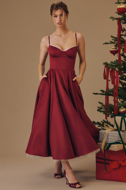 Women's Heart-Shaped Neckline Evening Dress | Midi
