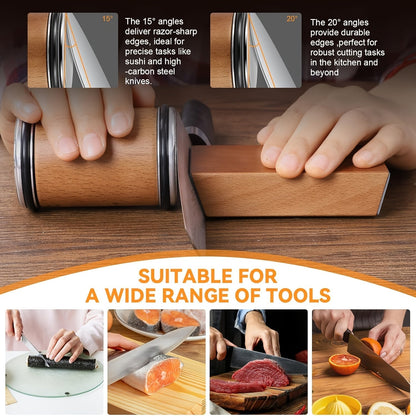 Dual Angle Sharpening Stone Set | Diamond Stone with Magnetic Holder | 15° & 20° Sharpening Angles | Suitable for Wood & Metal