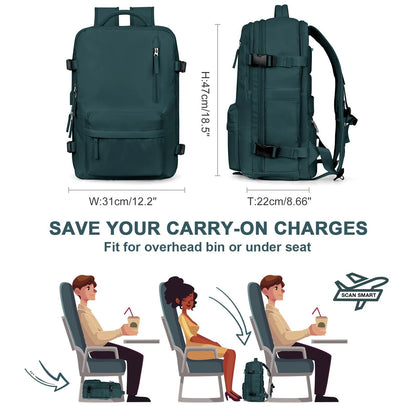 Women's 35L Travel Backpack | Waterproof with USB Port | Anti-Theft Design & Shoe Compartment | Ideal for Hiking, Daily Use & Travel