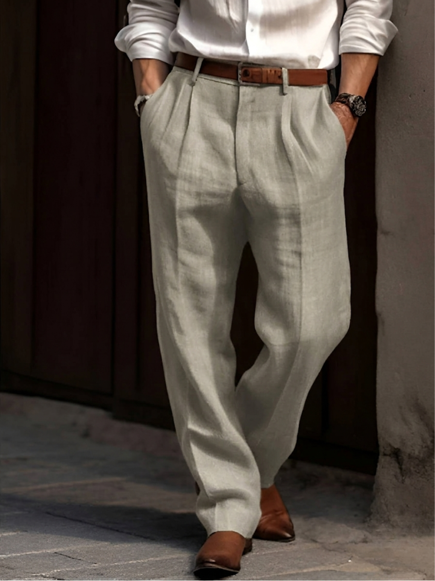 Men's High-Waisted Pleated Trousers | Loose Fit